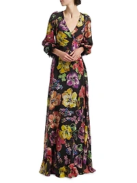 Floral Silk Chiffon Gown