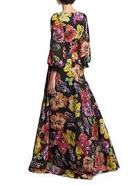 Floral Silk Chiffon Gown