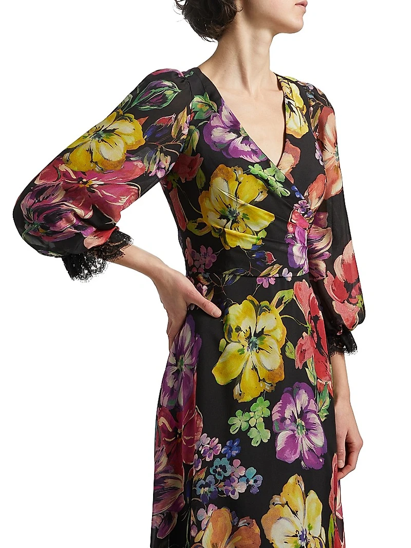 Floral Silk Chiffon Gown