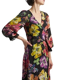 Floral Silk Chiffon Gown
