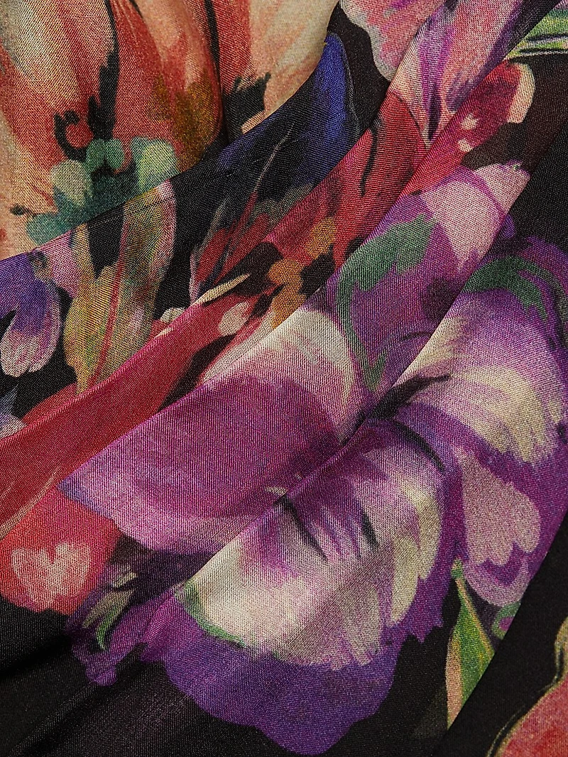 Floral Silk Chiffon Gown