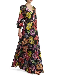 Floral Silk Chiffon Gown