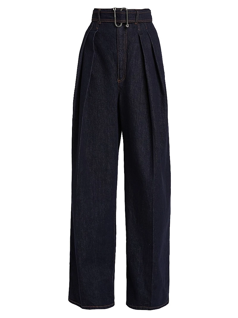 Blanc Cotton High-Rise Straight-Leg Pants