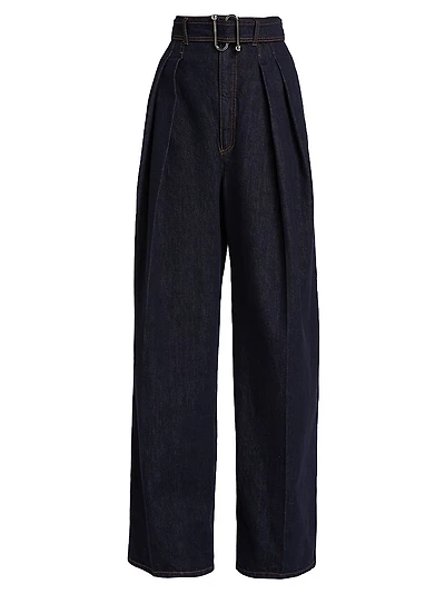 Blanc Cotton High-Rise Straight-Leg Pants