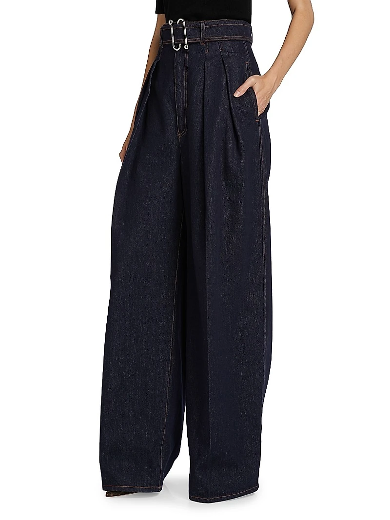 Blanc Cotton High-Rise Straight-Leg Pants
