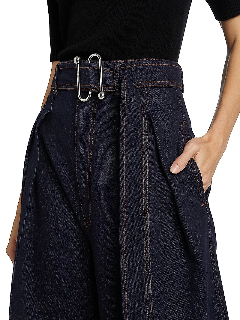 Blanc Cotton High-Rise Straight-Leg Pants