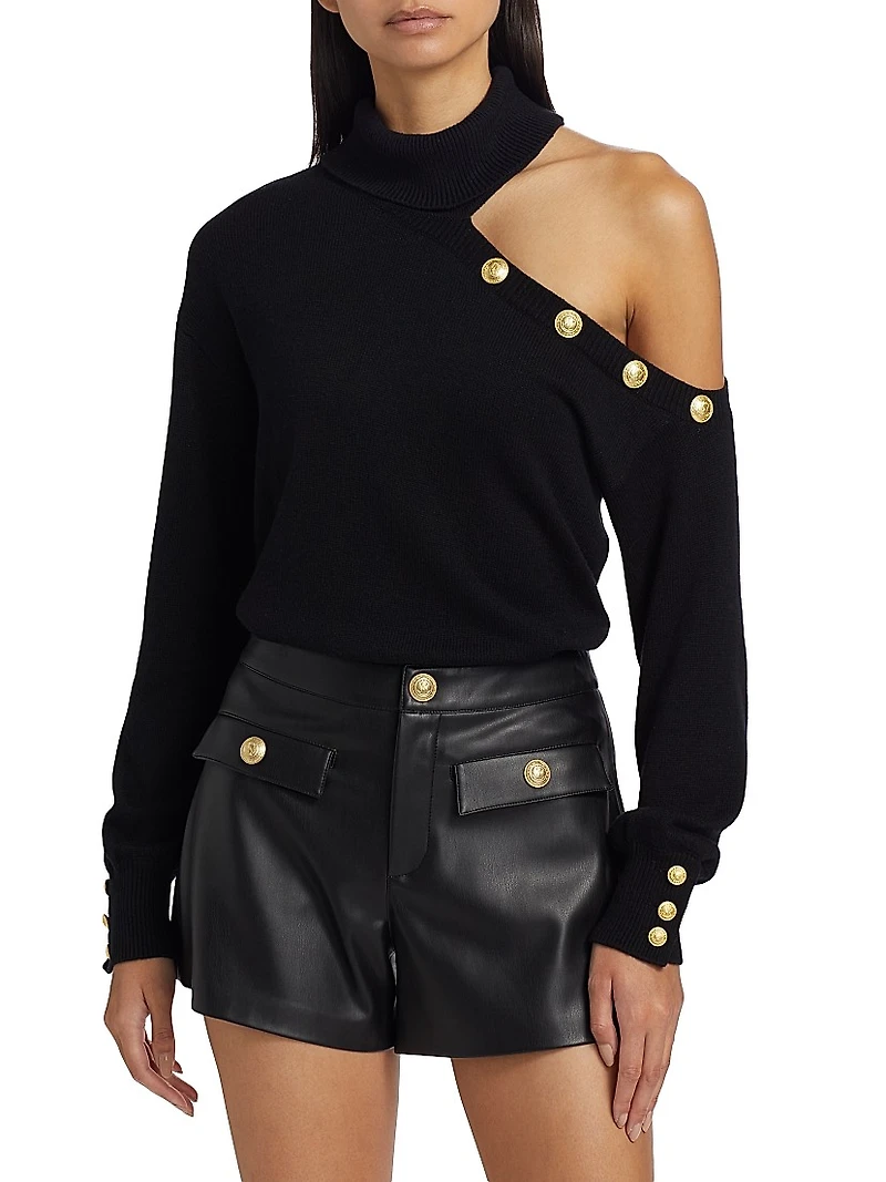 Brixie One-Shoulder Turtleneck Sweater