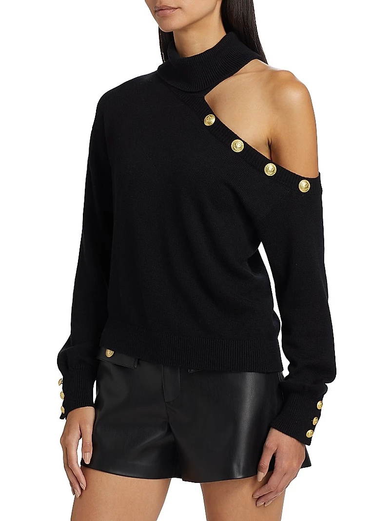 Brixie One-Shoulder Turtleneck Sweater