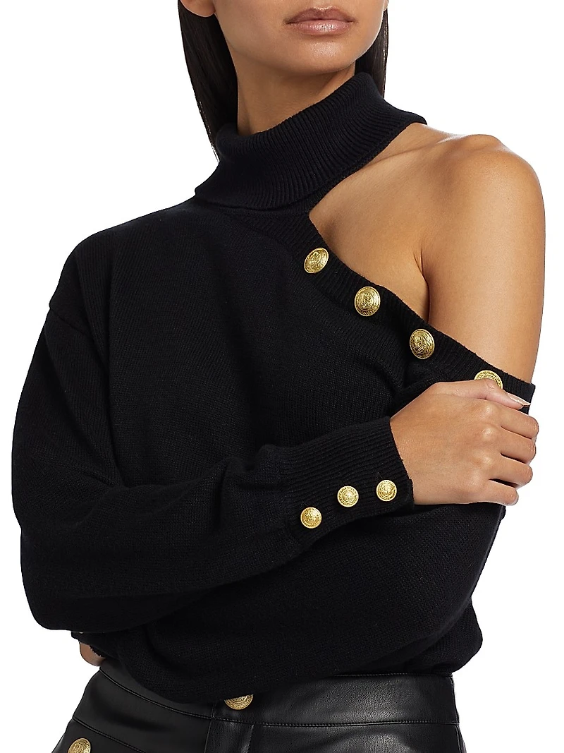 Brixie One-Shoulder Turtleneck Sweater
