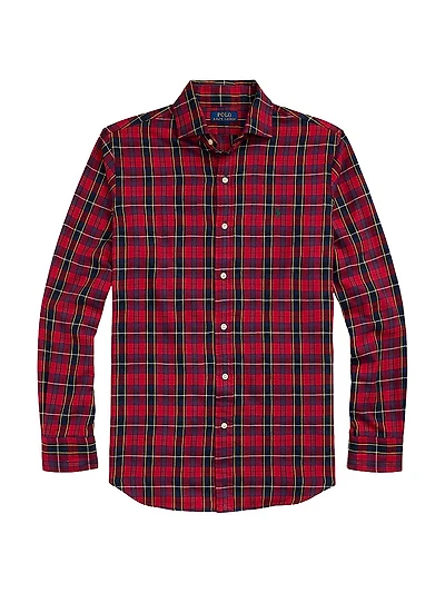 Classic-Fit Plaid Twill Button-Front Shirt