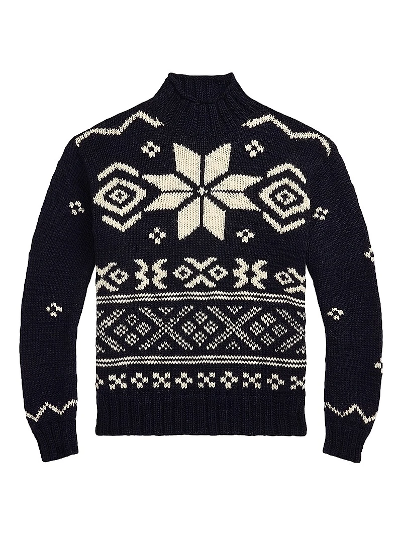Snowflake Wool Turtleneck Sweater