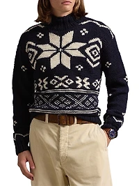 Snowflake Wool Turtleneck Sweater