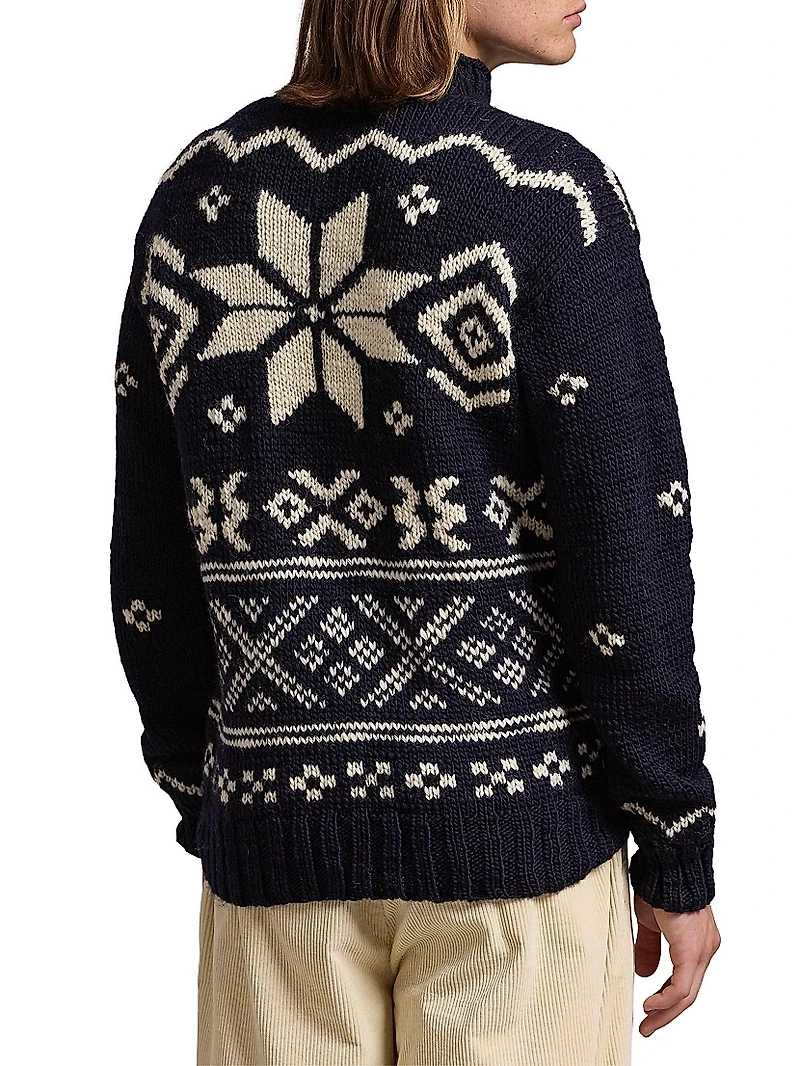 Snowflake Wool Turtleneck Sweater