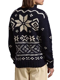 Snowflake Wool Turtleneck Sweater