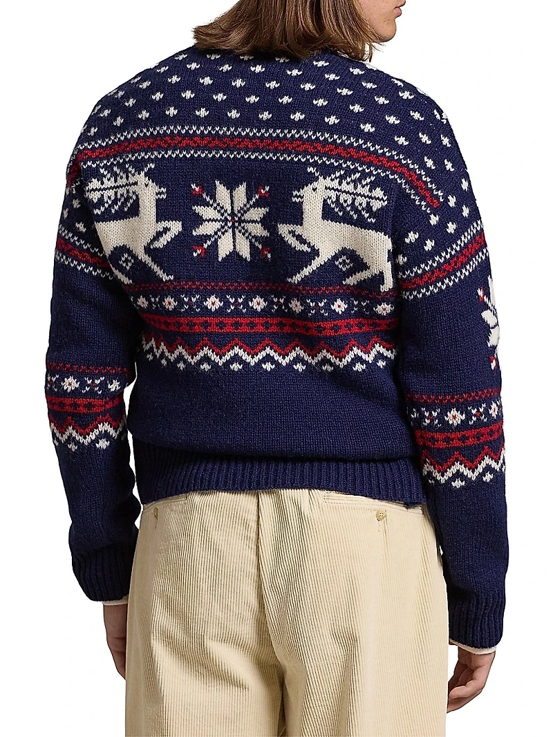 Deer-Jacquard Wool Sweater
