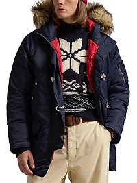 Flight Twill Hooded Down Coat