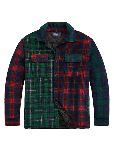 Plaid Patchwork Fleece Shirt Jacket
