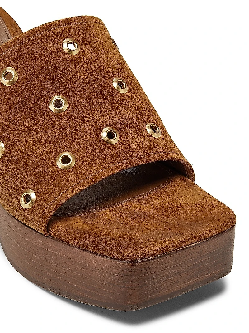 Velour 80MM Grommeted Suede Mules