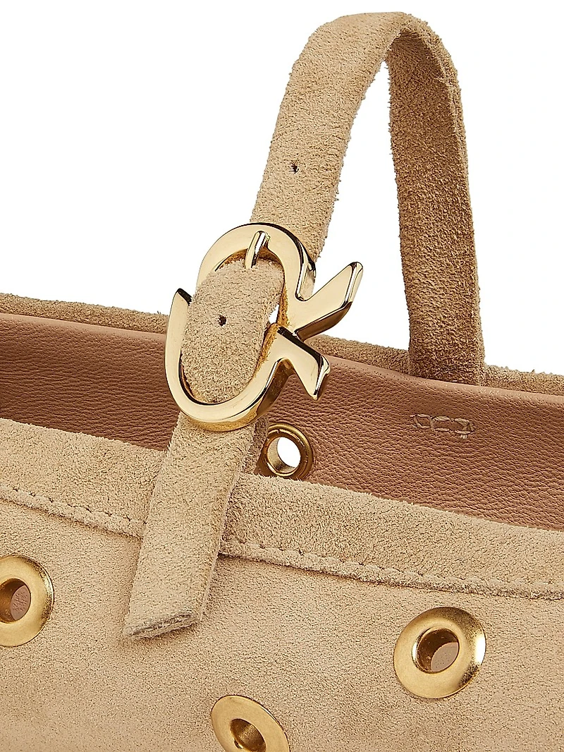 Velour Grommeted Suede Ballerina Flats