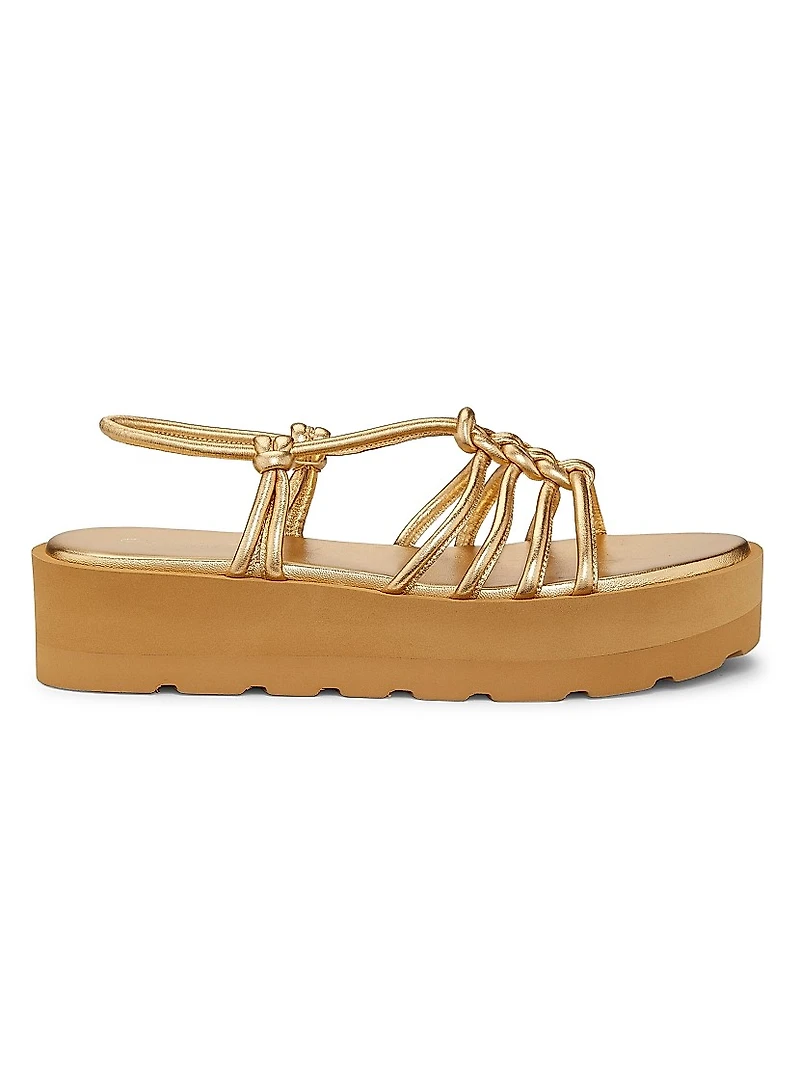 Hebe Metallic Leather Platform Sandals