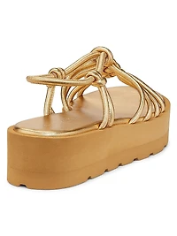 Hebe Metallic Leather Platform Sandals