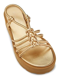 Hebe Metallic Leather Platform Sandals
