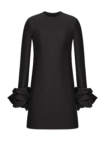 Embroidered Crepe Couture Short Dress