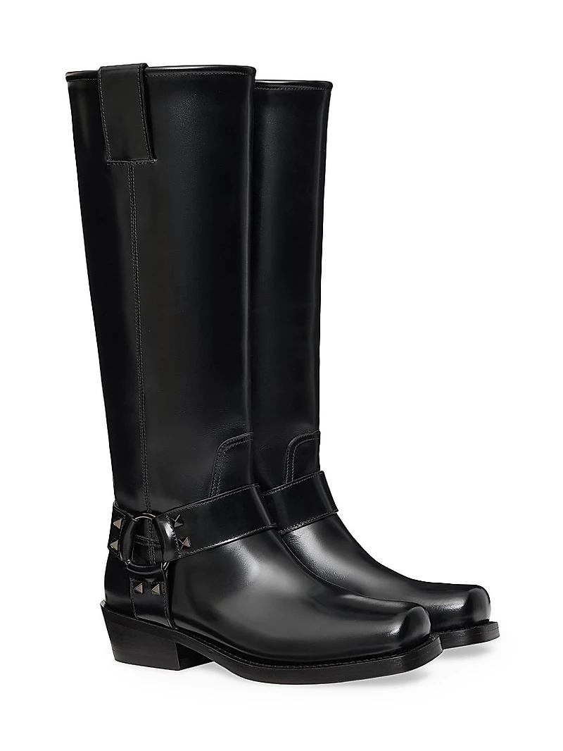 Rockstud 40MM Calfskin Biker Boots