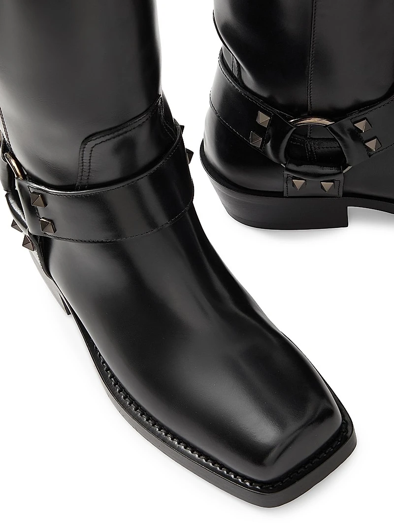 Rockstud 40MM Calfskin Biker Boots