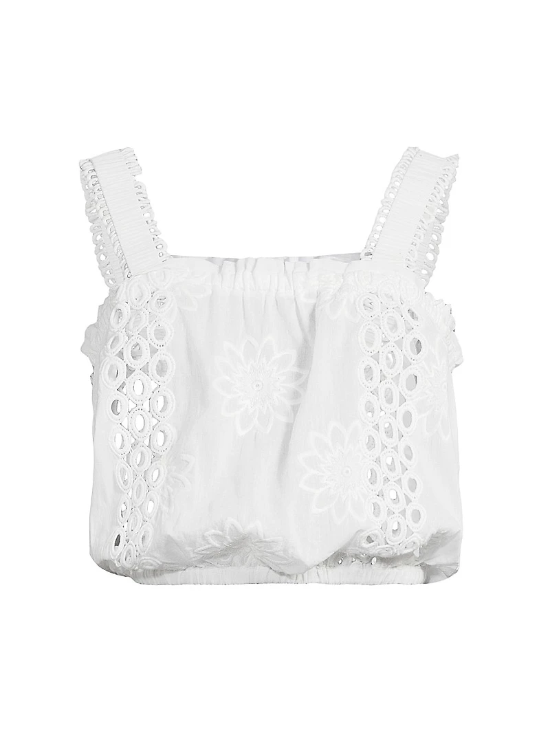 Misha Embroidered Cotton Crop Top