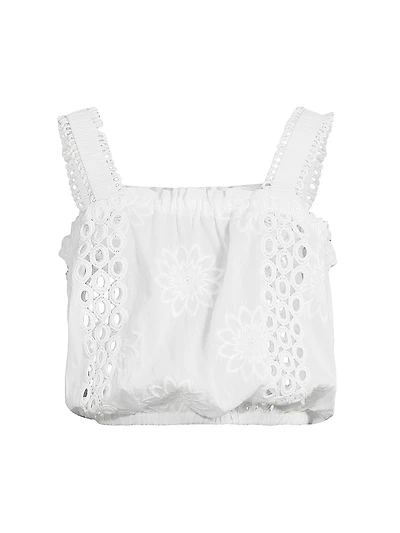 Misha Embroidered Cotton Crop Top