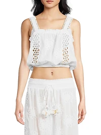 Misha Embroidered Cotton Crop Top