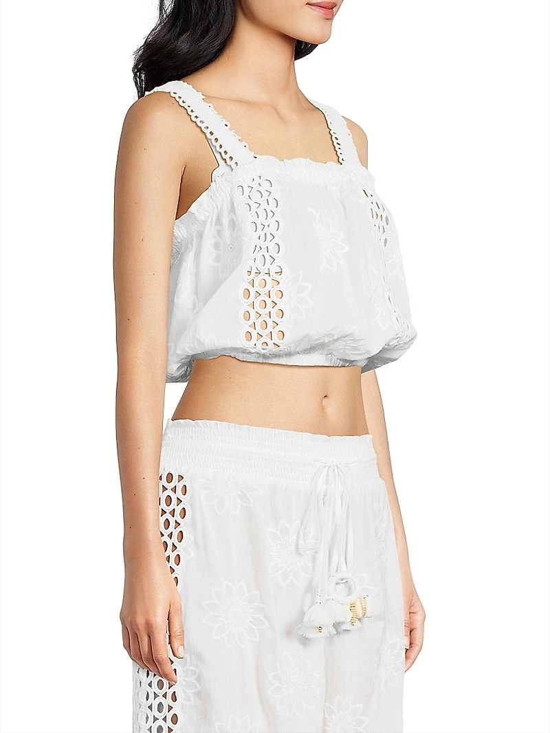 Misha Embroidered Cotton Crop Top