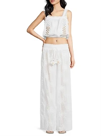 Misha Embroidered Cotton Crop Top