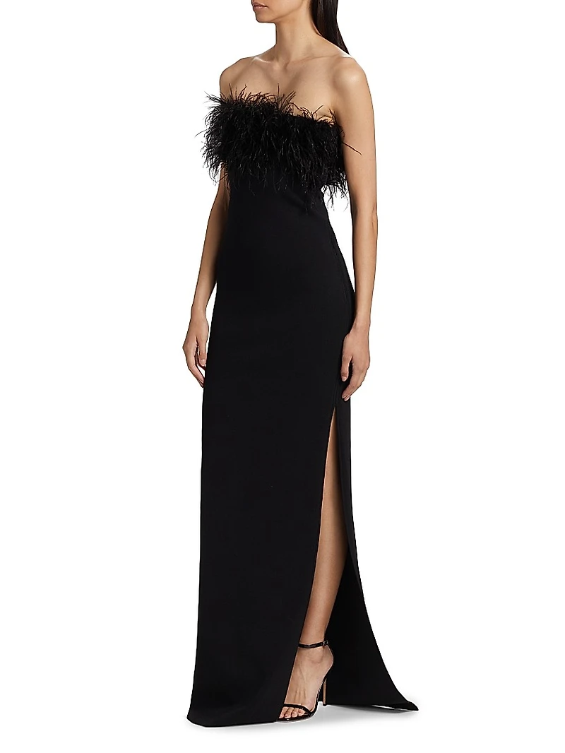 Lisette Feather Strapless Gown