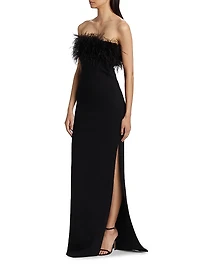Lisette Feather Strapless Gown