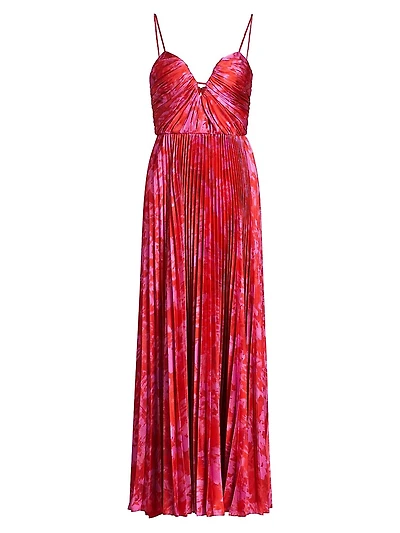 Suzette Abstract Satin Maxi Dress