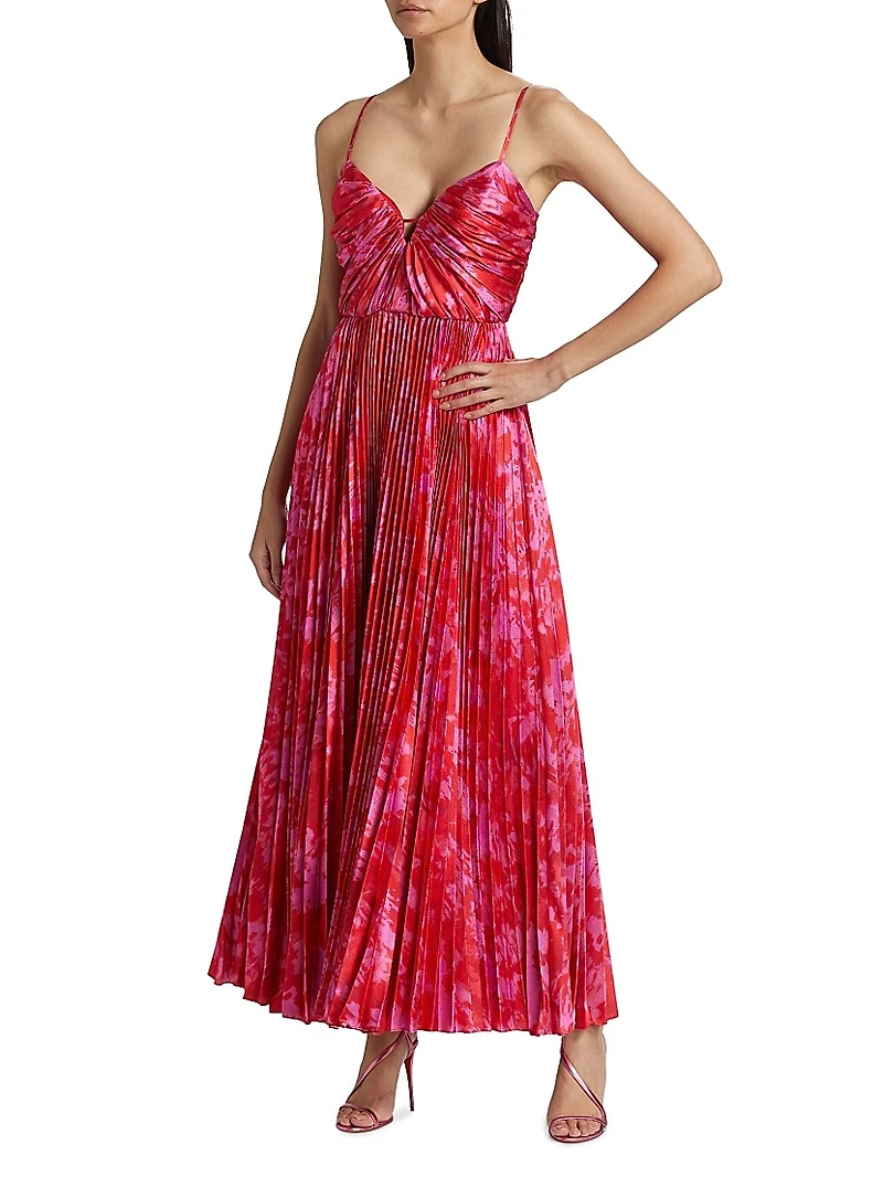 Suzette Abstract Satin Maxi Dress