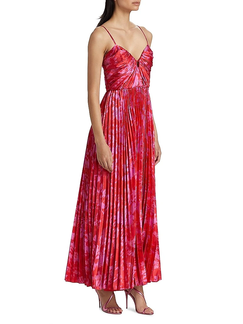 Suzette Abstract Satin Maxi Dress