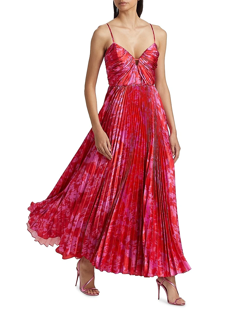 Suzette Abstract Satin Maxi Dress