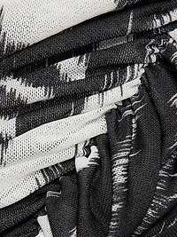 Ikat Ruched Tulle Midi-Dress