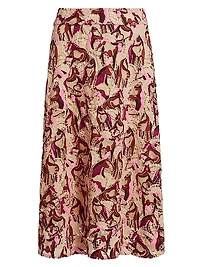 Embroidered Horses Guipure-Lace Midi-Skirt