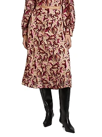 Embroidered Horses Guipure-Lace Midi-Skirt