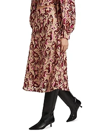 Embroidered Horses Guipure-Lace Midi-Skirt