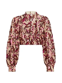 Embroidered Horses Guipure-Lace Blouse