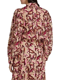 Embroidered Horses Guipure-Lace Blouse