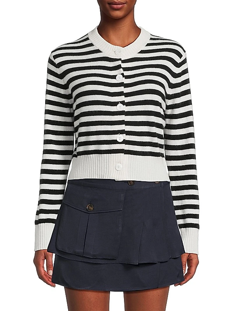 Filipa Striped Cashmere Cardigan