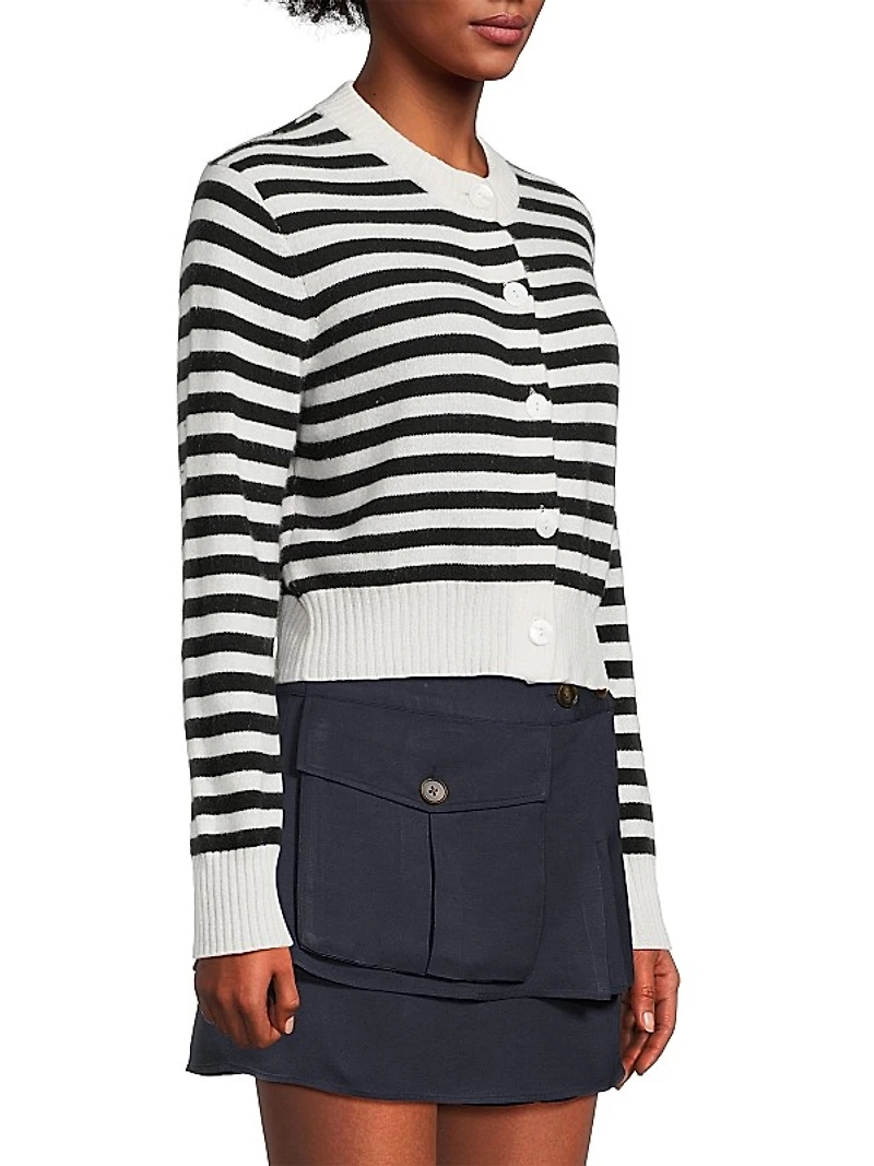 Filipa Striped Cashmere Cardigan