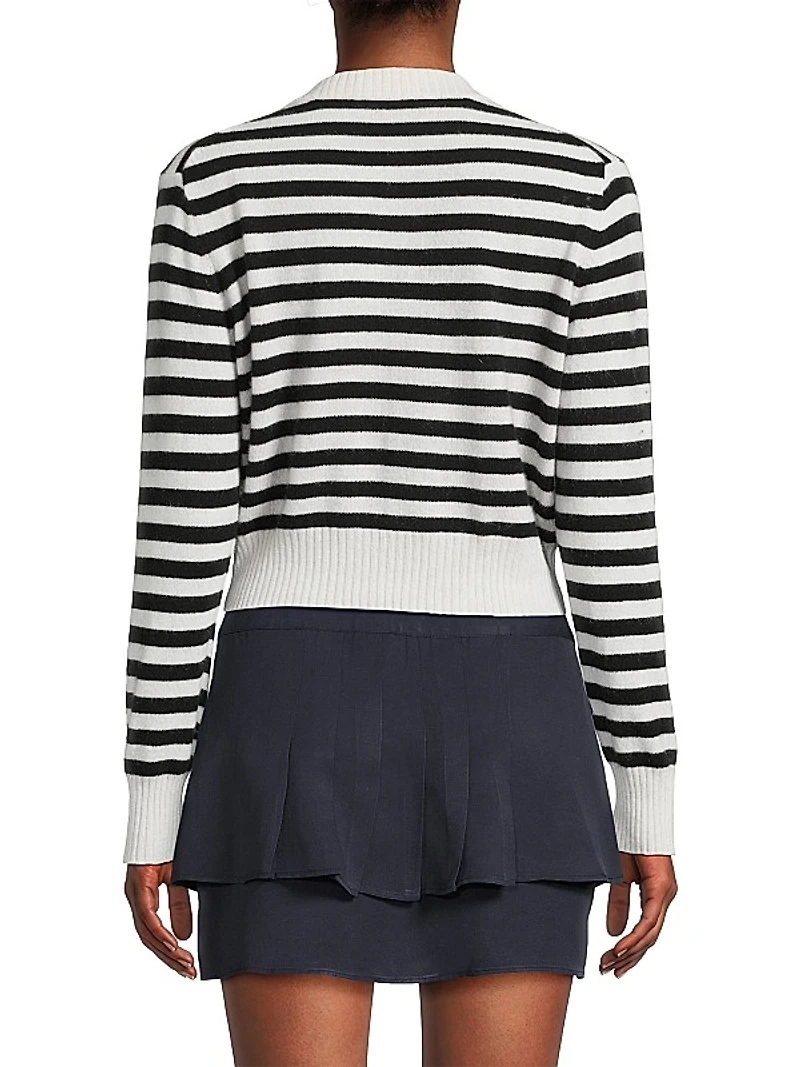 Filipa Striped Cashmere Cardigan