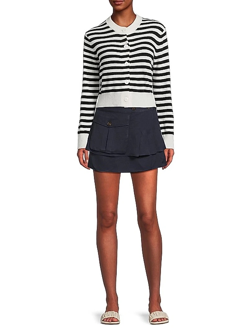 Filipa Striped Cashmere Cardigan
